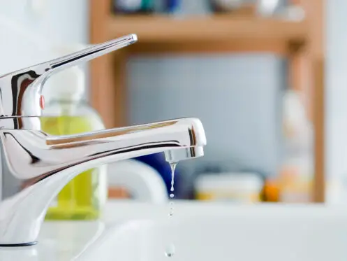 A dripping faucet